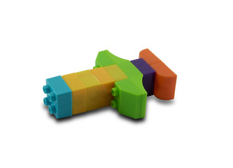 Naklejka premium Toy colorful plastic blocks