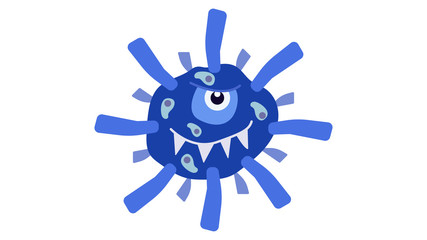 Illustration vector graphic of Cute character of germ, bacteria and virus. Microbe, Pathogen, Virus icon. Vector cartoon illustration of a virus. cute cartoon germ in flat style design.