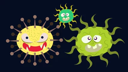 Fotobehang Illustration vector graphic of Cute character of germ, bacteria and virus set collection. Microbe, Pathogen, Virus icon. Cartoon microbes. Cute cartoon germ in flat style design. vector EPS10. © Cipta