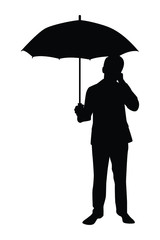 Business man with umbrella silhouette
