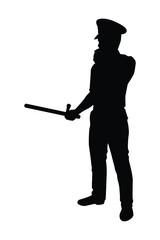 Police man with baton silhouette