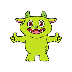Cartoon Monster Giving Thumbs Up