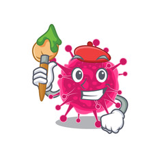 A creative picornaviridae artist mascot design style paint with a brush