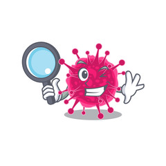 Smart Detective of picornaviridae mascot design style with tools