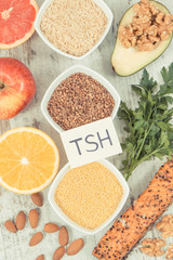 Best food for healthy thyroid. Natural eating as source vitamins