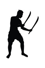 Ancient Siam soldier silhouette vector