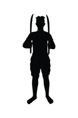 Ancient Siam soldier silhouette vector