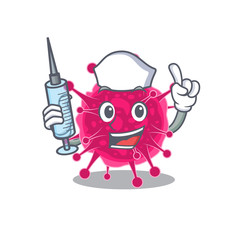 A nice nurse of picornaviridae mascot design concept with a syringe