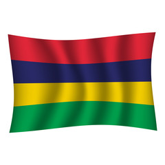 Mauritius flag background with cloth texture. Mauritius Flag vector illustration eps10. - Vector