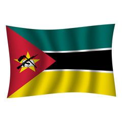 Mozambique flag background with cloth texture. Mozambique Flag vector illustration eps10. - Vector
