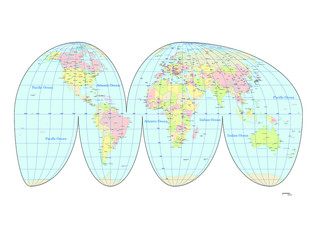 世界地図 グード図法 - 国ごとにバラバラになります | World Map - Goode projection