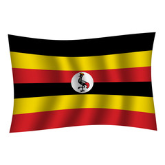 Uganda flag , flag of Uganda waving on flag pole, vector illustration EPS 10.