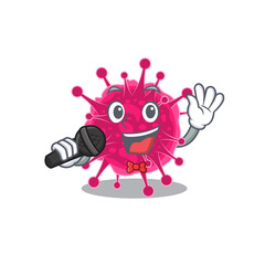 Talented singer of picornaviridae cartoon character holding a microphone