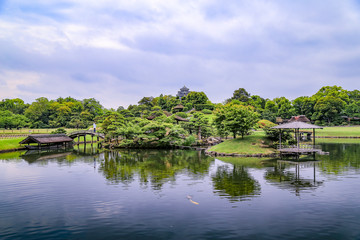 Fototapeta premium Kenrokuen park, Okayama, Japan : 2015 May 7. One of the three best garden in Japan. The landmark of Okayama city.