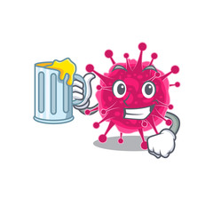 A cartoon concept of picornaviridae rise up a glass of beer