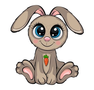 Cute beige easter bunny rabbit vector illustration .