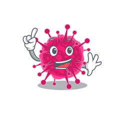Picornaviridae mascot character design with one finger gesture