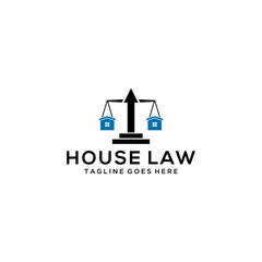 Creative modern house law balance sign logo design template.