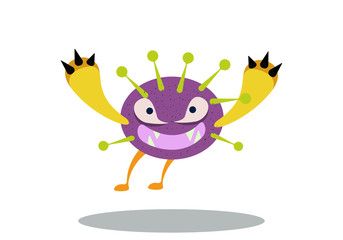 Illustration vector graphic of cute bacteria character running. Vector cartoon illustration of a virus, bacteria. Cartoon microbes. Simple vector illustration EPS10 isolated on white background.