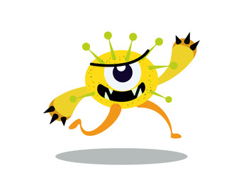 Obraz premium Illustration vector graphic of cute bacteria character running. Vector cartoon illustration of a virus, bacteria. Cartoon microbes. Simple vector illustration EPS10 isolated on white background.