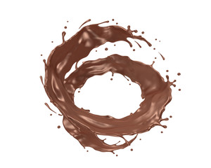 3d Chocolate splash from above with clipping path,3d rendering.