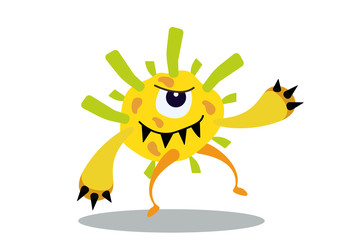 Illustration vector graphic of cute bacteria character running. Vector cartoon illustration of a virus, bacteria. Cartoon microbes. Simple vector illustration EPS10 isolated on white background.