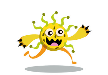 Illustration vector graphic of cute bacteria character running. Vector cartoon illustration of a virus, bacteria. Cartoon microbes. Simple vector illustration EPS10 isolated on white background.