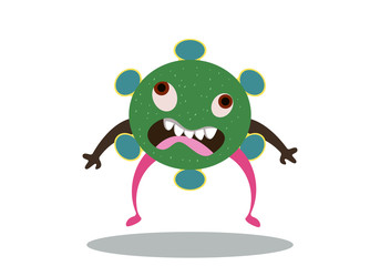 Illustration vector graphic of cute bacteria character running. Vector cartoon illustration of a virus, bacteria. Cartoon microbes. Simple vector illustration EPS10 isolated on white background.