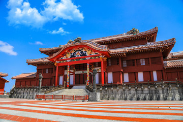 Shuri Castle, Okinawa, Japan - March 23, 2018 : First period of high season for this wonderful island in Japan. There are many peoples coming to visit one of the best castle in the country.