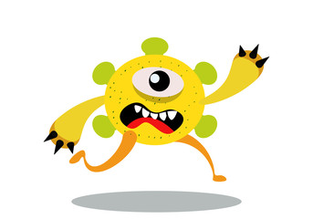 Illustration vector graphic of cute bacteria character running. Vector cartoon illustration of a virus, bacteria. Cartoon microbes. Simple vector illustration EPS10 isolated on white background.