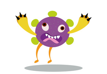 Illustration vector graphic of cute bacteria character running. Vector cartoon illustration of a virus, bacteria. Cartoon microbes. Simple vector illustration EPS10 isolated on white background.
