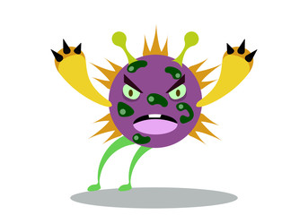 Illustration vector graphic of cute bacteria character running. Vector cartoon illustration of a virus, bacteria. Cartoon microbes. Simple vector illustration EPS10 isolated on white background.