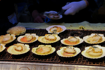 Grilled scallops is the most famous sea food in Japan.