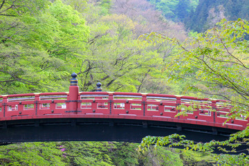 Red bridge in Japan.