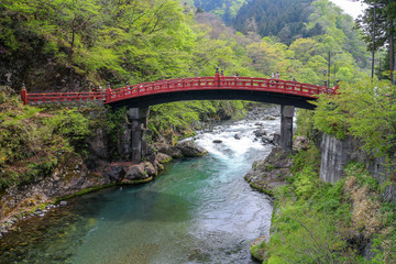 Red bridge in Japan.