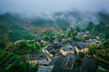 Fototapeta na wymiar panorama view of Chinese ancient historic village in Zhejiang province