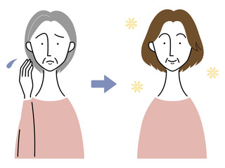 ヘアスタイルによる見た目の変化／シニア女性