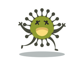 Illustration vector graphic of cute bacteria character running. Vector cartoon illustration of a virus, bacteria. Cartoon microbes. Simple vector illustration EPS10 isolated on white background.