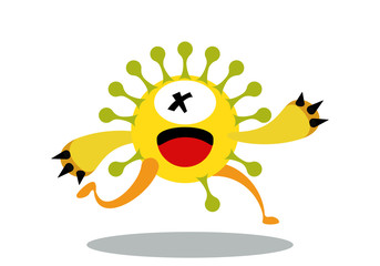 Illustration vector graphic of cute bacteria character running. Vector cartoon illustration of a virus, bacteria. Cartoon microbes. Simple vector illustration EPS10 isolated on white background.