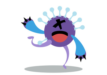 Illustration vector graphic of cute bacteria character running. Vector cartoon illustration of a virus, bacteria. Cartoon microbes. Simple vector illustration EPS10 isolated on white background.