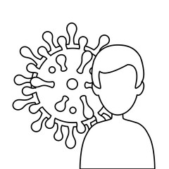 man avatar with particle covid 19 isolated icon vector illustration design
