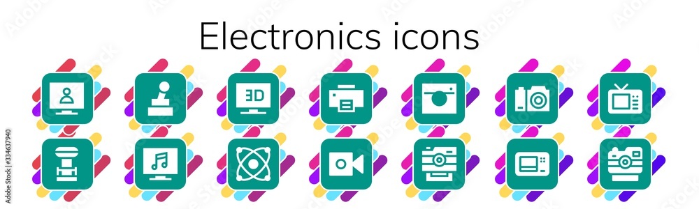 Sticker modern simple set of electronics vector filled icons