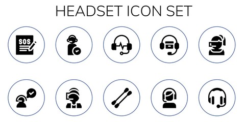 Modern Simple Set of headset Vector filled Icons