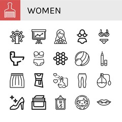 women simple icons set