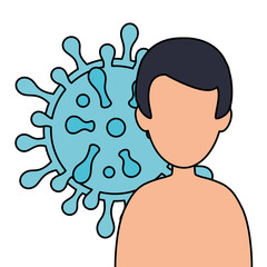 man avatar with particle covid 19 isolated icon vector illustration design