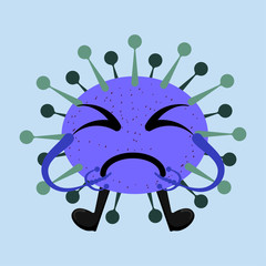Illustration vector graphic of cute angry bacteria isolated on light blue background. Bacteriology concept design. Cute cartoon germ in flat style design. vector illustration EPS10.