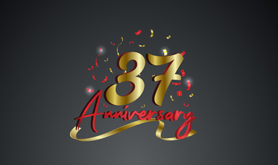 Anniversary celebration background. with the 37th number in gold and with the words golden anniversary celebration.
