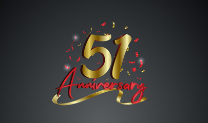 Anniversary celebration background. with the 51st number in gold and with the words golden anniversary celebration.