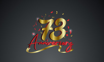 Anniversary celebration background. with the 73rd number in gold and with the words golden anniversary celebration.