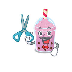 Sporty taro bubble tea cartoon character design with barber